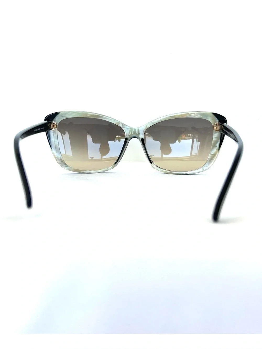 ALEXANDER MCQUEEN AMQ 4178/S Cat Eye Brown Gradient Lense Black Frame Sunglasses